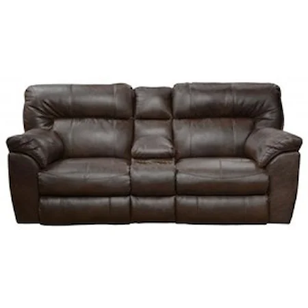 Casual Extra Wide Power Reclining Console Loveseat with Storage and Cupholders